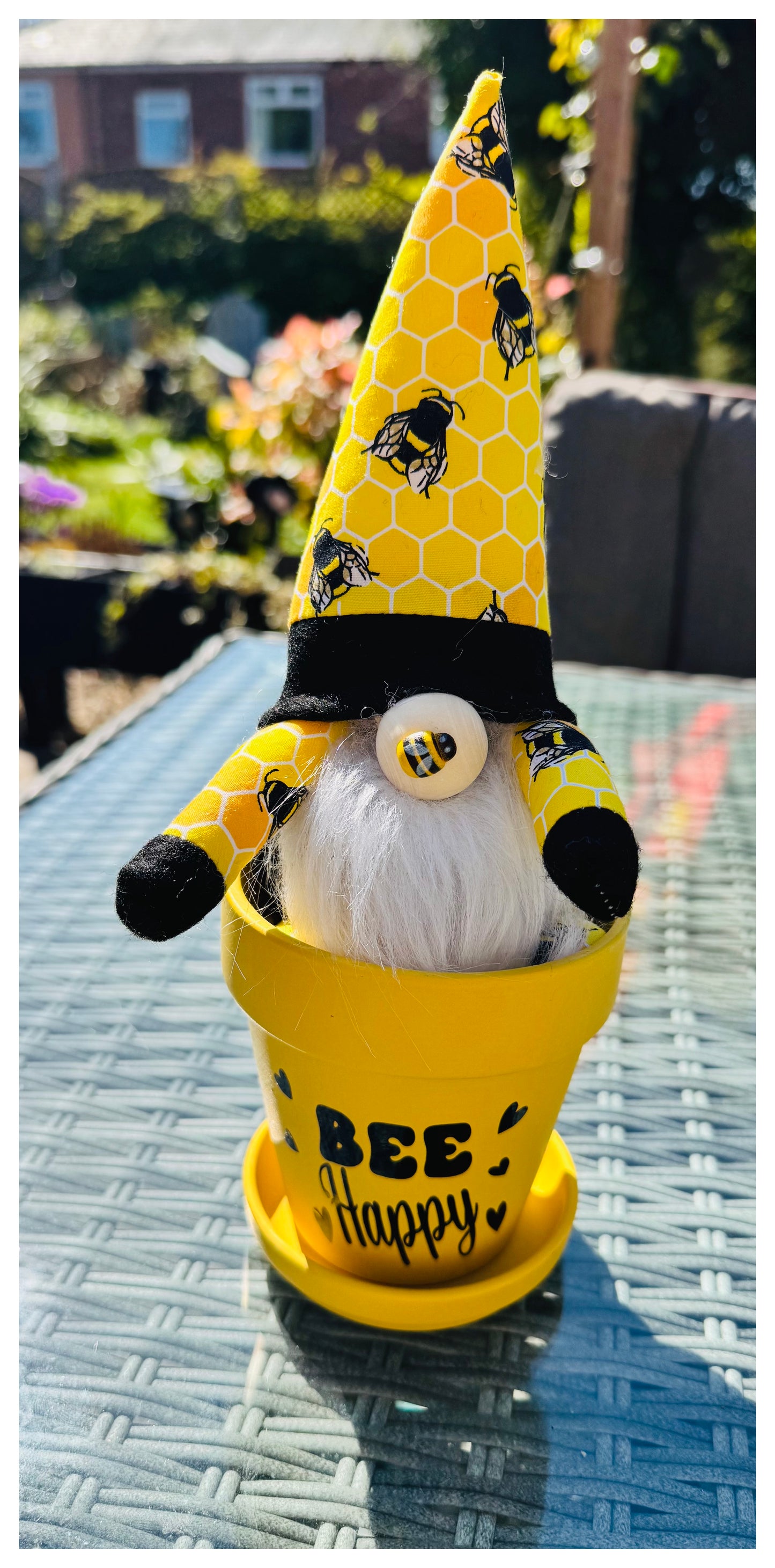 Bee Happy Plant Pot and Gonk, Nordic, Gnome, Swedish Tomte