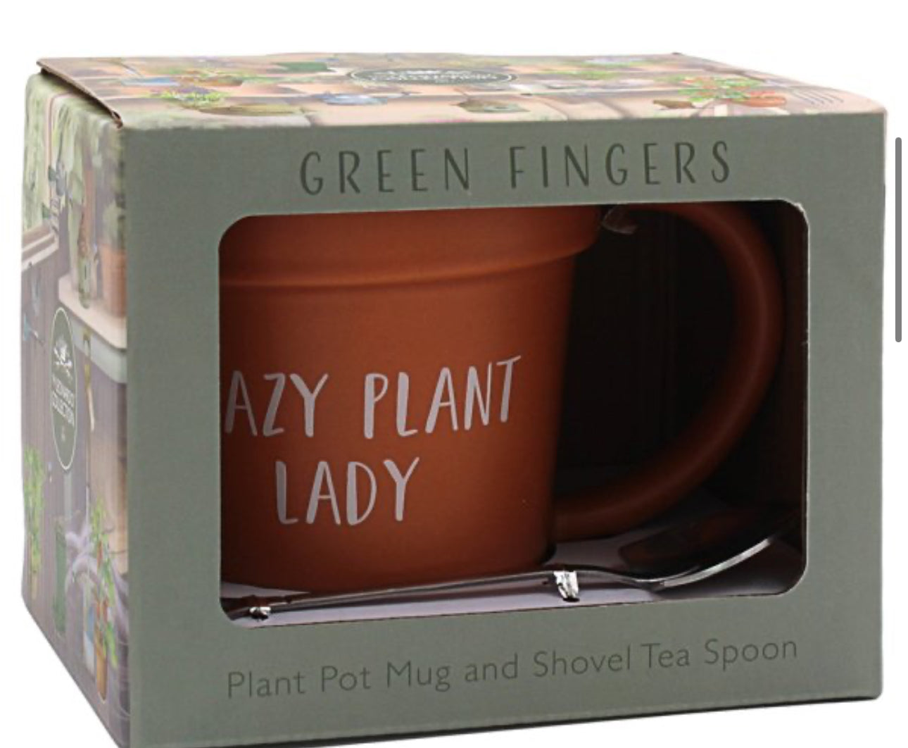 Crazy Plant Lady, plant pot mug with shovel spoon