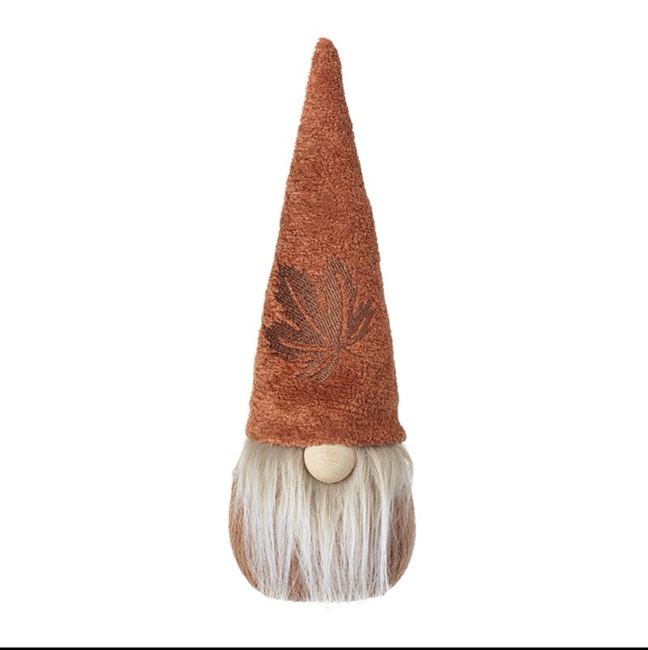 Mini Burnt Orange Gonk with rustic Leaf Motif, 27cm