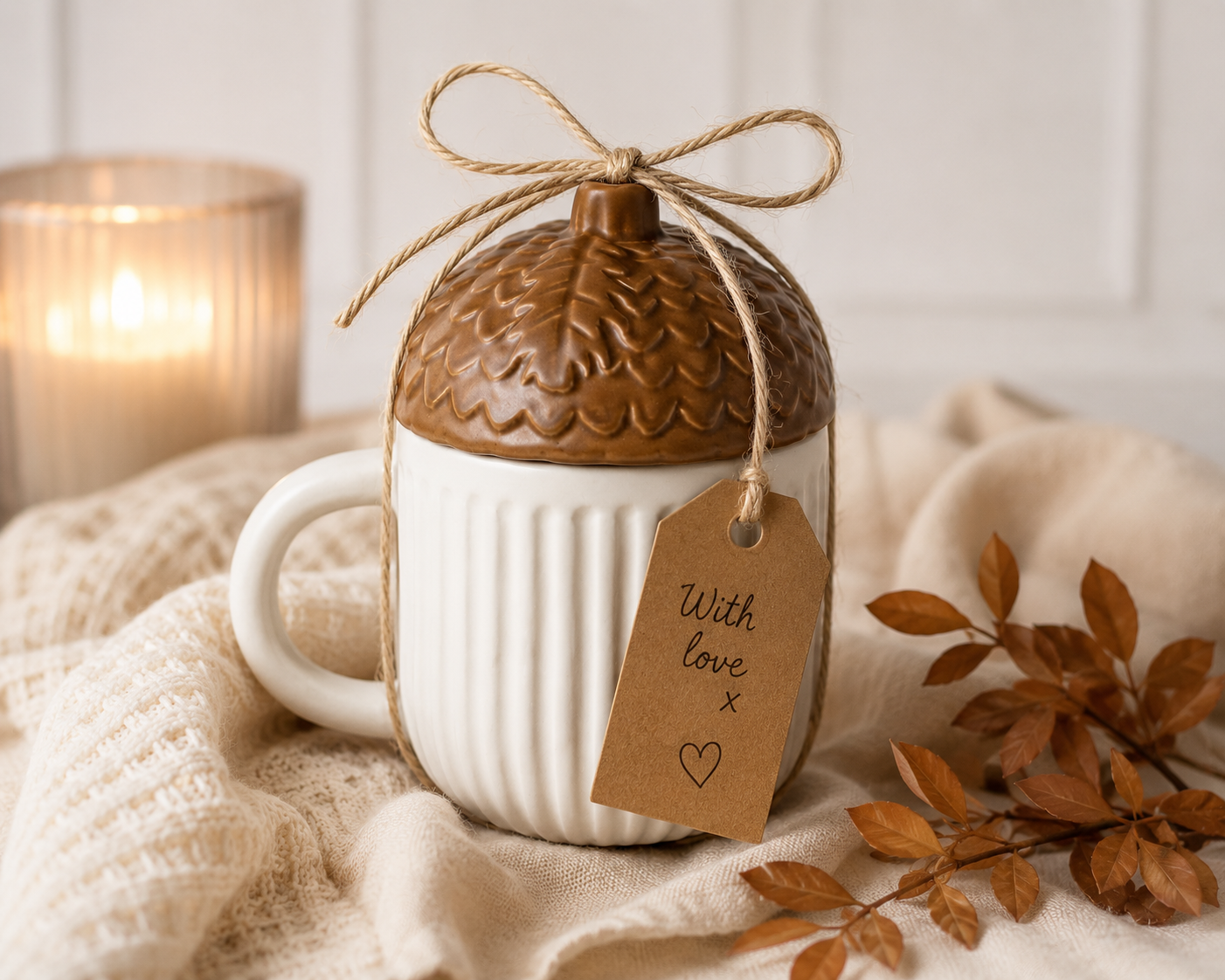 Acorn Lidded Ceramic Mug β Autumn Collection π