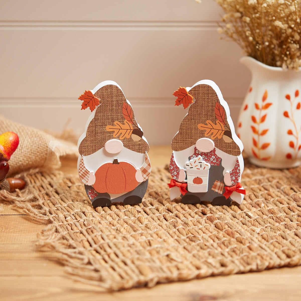 Wooden Autumn Gonk Blocks , Gnome, Nordic, Swedish Tomte