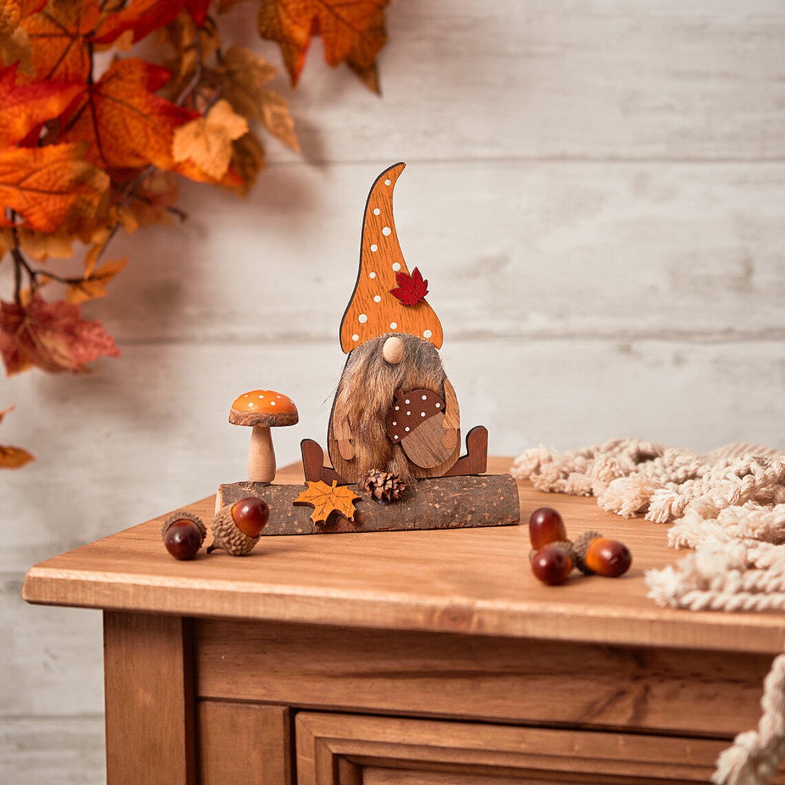 Autumn Gnome Scene, Nordic, Gonk, Swedish Tomte