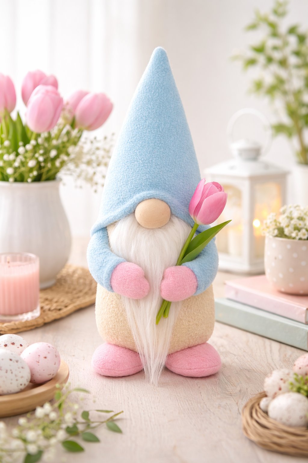 Handmade Duck Egg Blue Tulip Gonk, Nordic, Gnome, Swedish Tomte