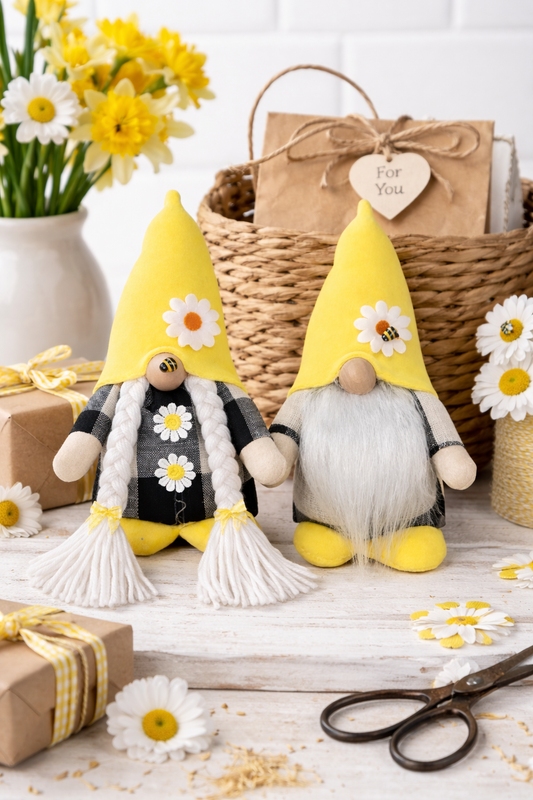 Handmade Sunshine and Daises Gonk, Nordic Gnome, Swedish Tomte