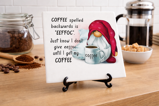 Handmade Coffee Spelt Backwards Ceramic Coaster