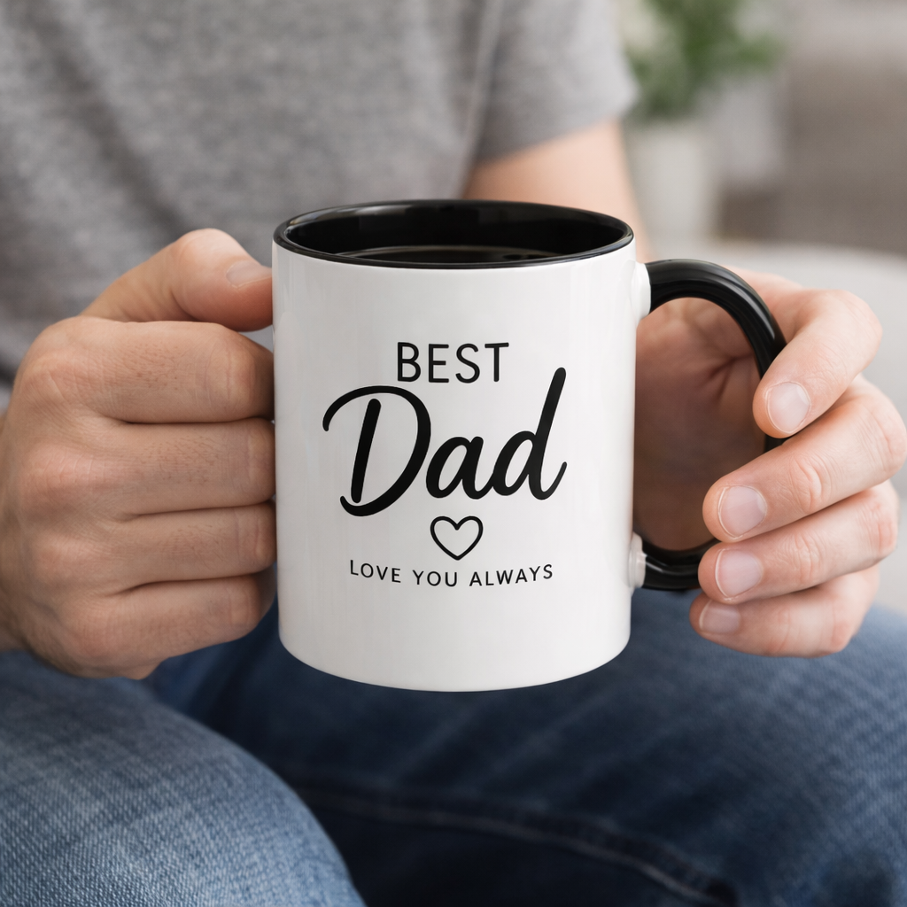 Best Dad Mug – 11oz Ceramic Gift | Black Handle & Inner
