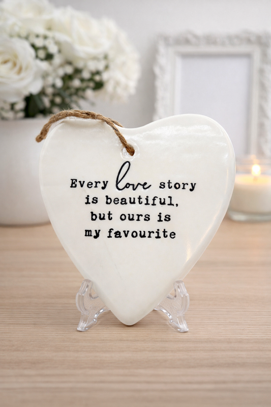 Every Love Story Ceramic Hanging Heart