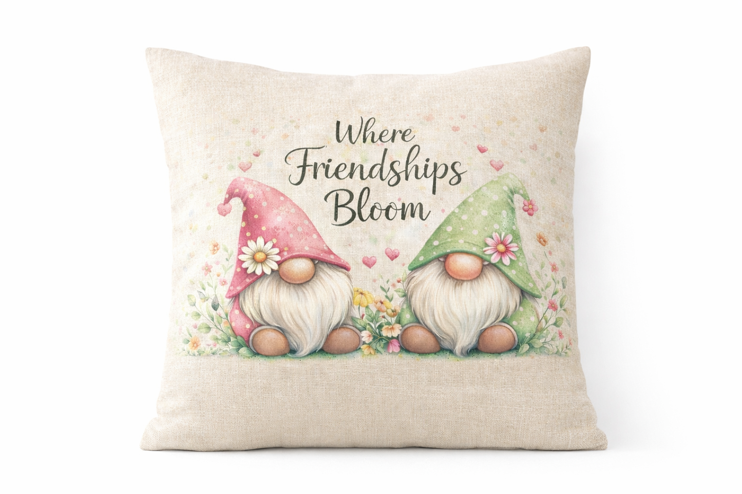 Where Friendships Bloom – Linen Gonk Cushion