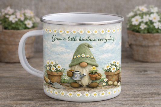 Grow a Little Kindness” Enamel Mug”