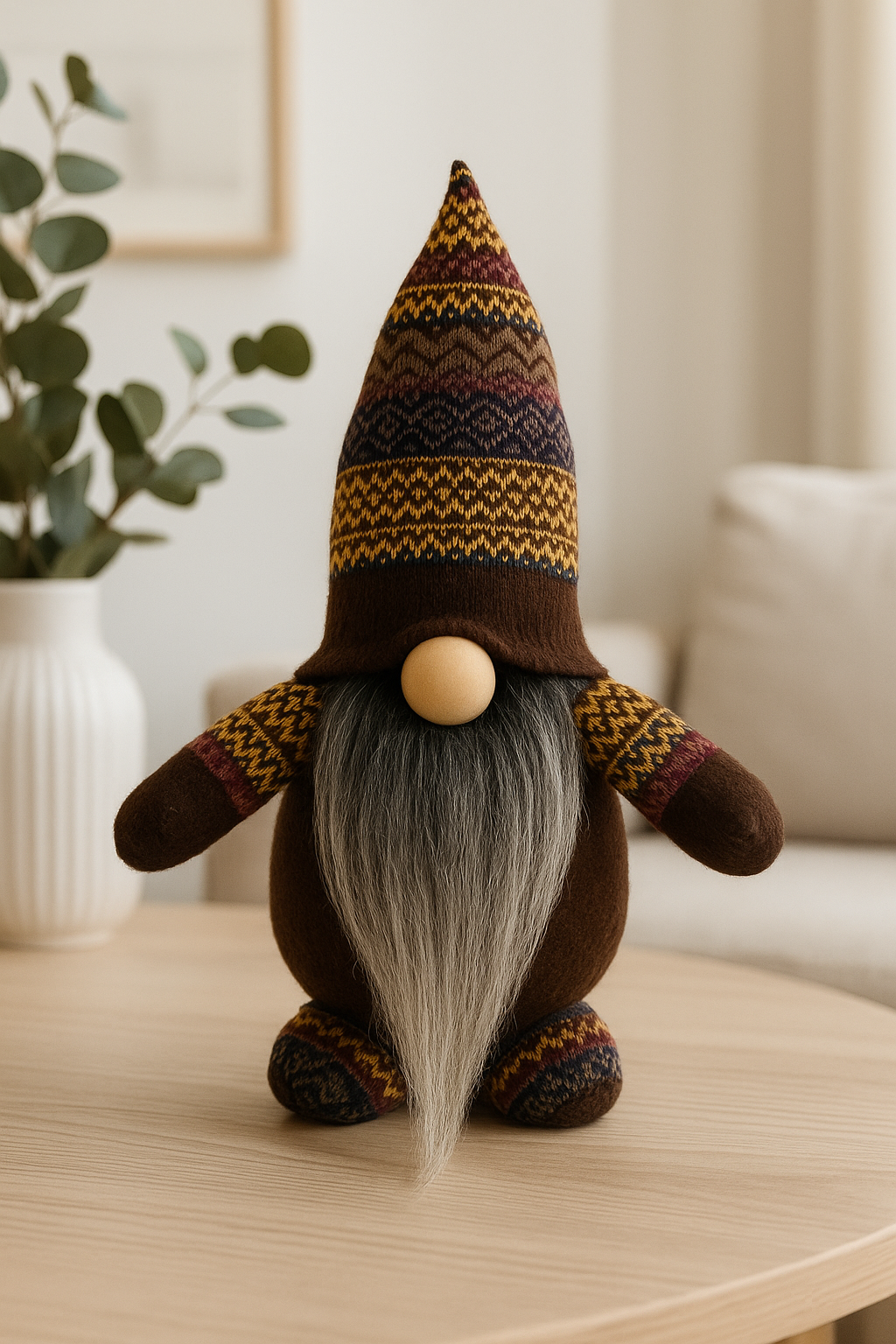 Handmade Winter Brown Nordic Gnome, Gonk, Swedish Tomte
