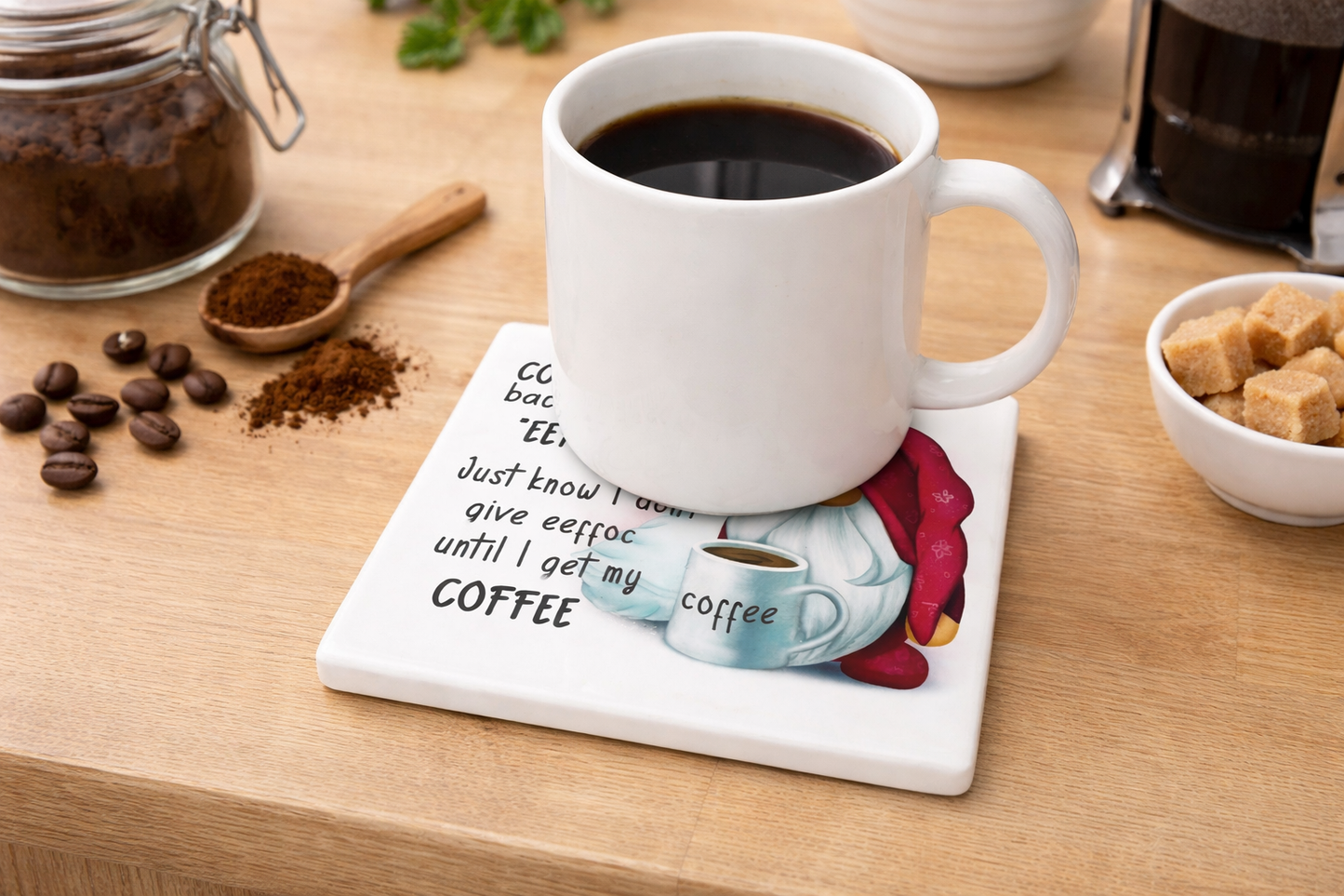Handmade Coffee Spelt Backwards Ceramic Coaster
