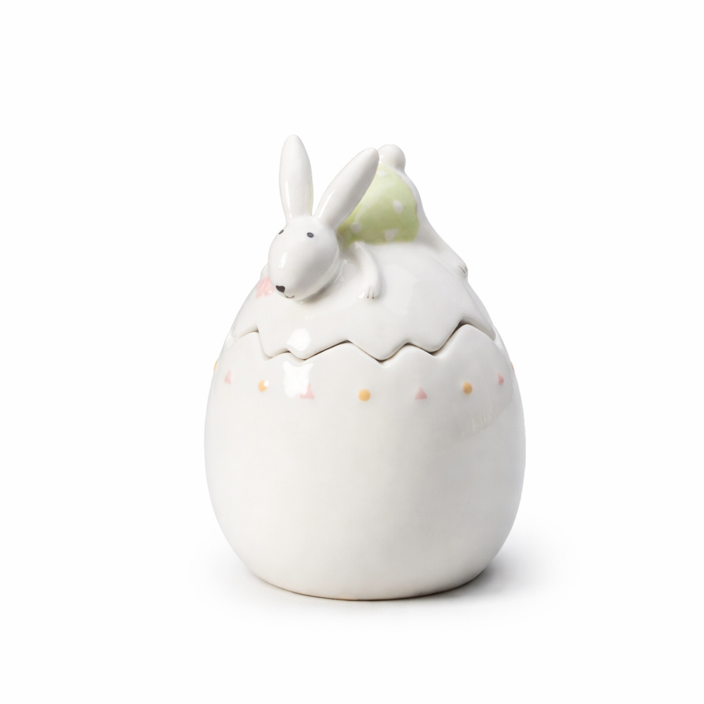 Ceramic Bunny Egg Trinket Box – Easter Décor