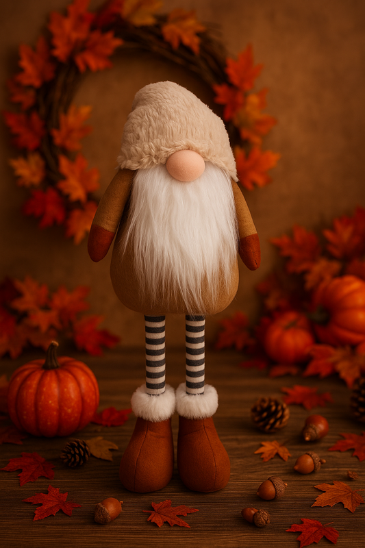 Beige and Cream Telescopic Gonks, Nordic, Gnomes, Swedish Tomte 49cm