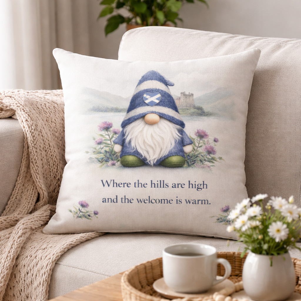 Scottish Gonk Linen Cushion – 40 x 40cm