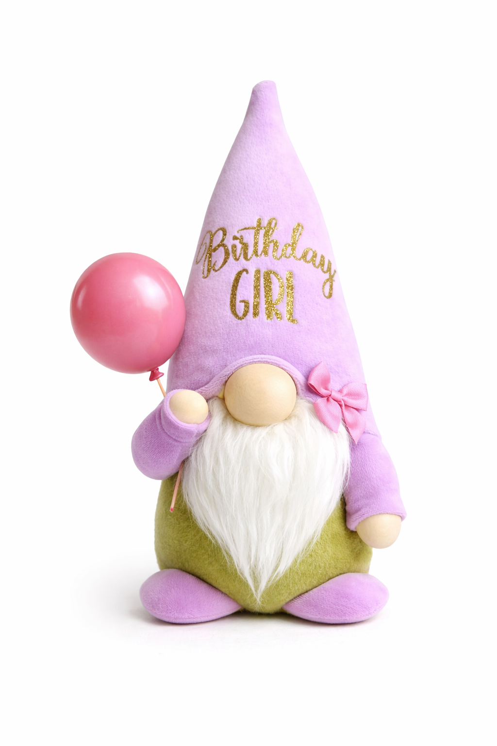 Handmade Birthday Girl Gonk with Balloon – 10 Inch Nordic Gnome Gift | Swedish Tomte | Forever Gnomes UK