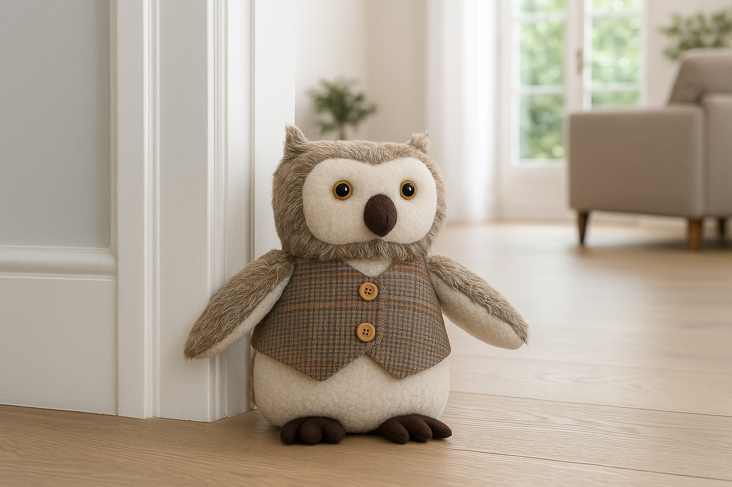 Fabric Owl Novelty Doorstop 24cm