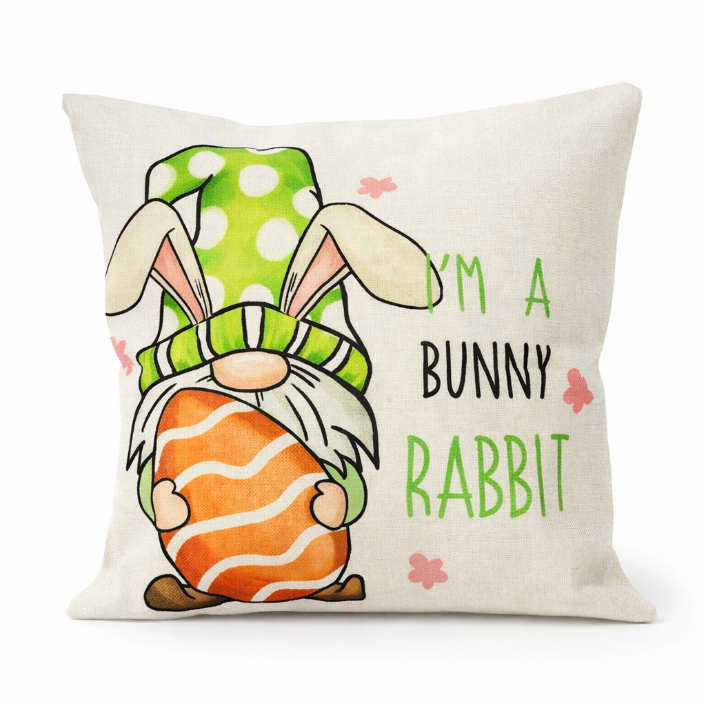 I’m a Easter Bunny Gnome Linen Cushion, Nordic Gnome, Swedish Tomte, Gonk