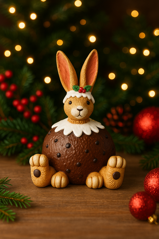 Jasper Rabbit Christmas Pudding Ornament 12cm