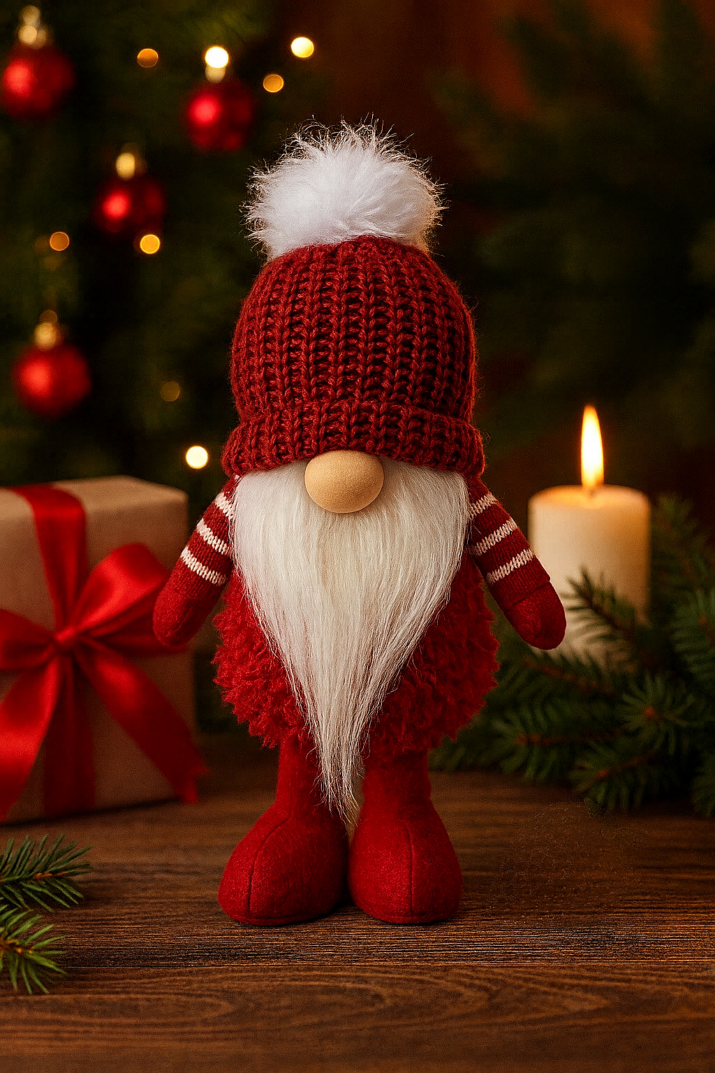 Red Bobble Hat Christmas Gonk 40cm, Nordic Gnome, Swedish Tomte