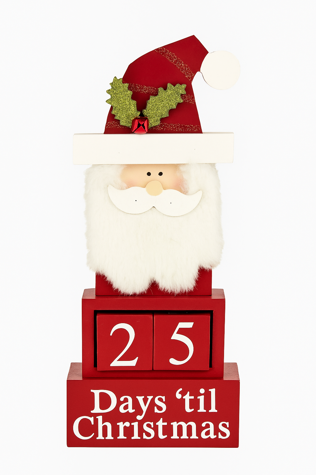Wooden Countdown to Christmas in Santa Design, 27cm