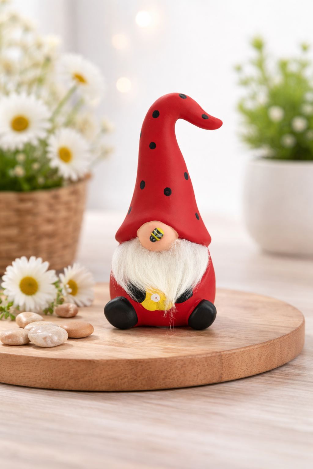 Ceramic Ladybug Gonk, Nordic, Gnome, Swedish Tomte