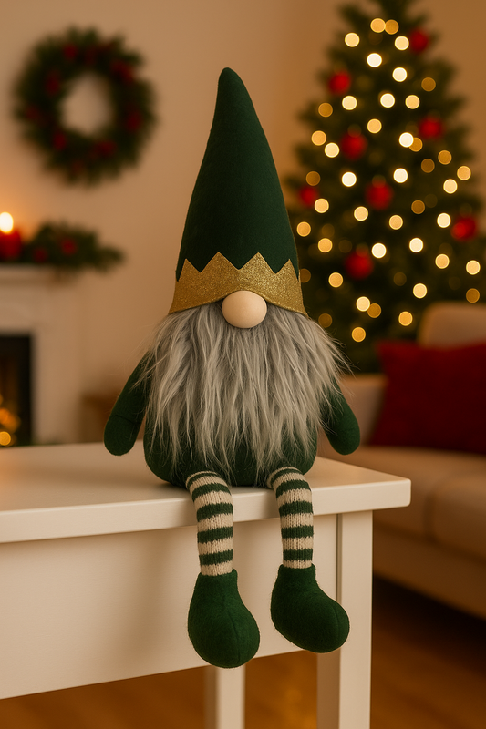 Red and Green Mini Gonks with long Legs, Nordic Gnome, Swedish Tomte