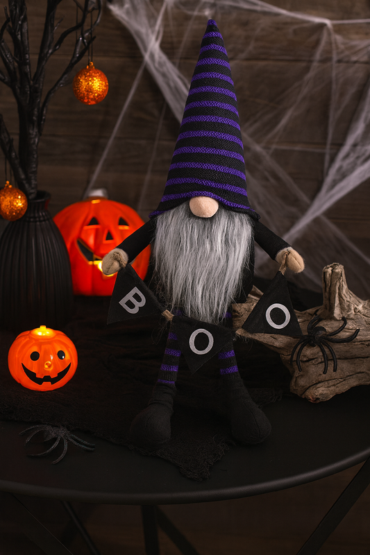 Purple and Black Halloween Boo Sitting Gonk 44cm, Nordic Gnome, Swedish Tomte