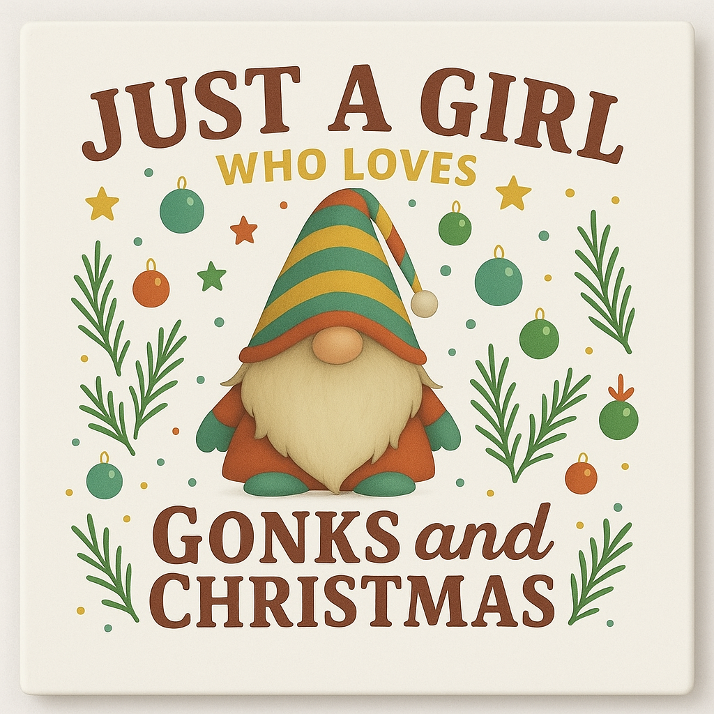 Just a girl that loves Christmas ceramic Coaster with cork backing 10cm x 10cm