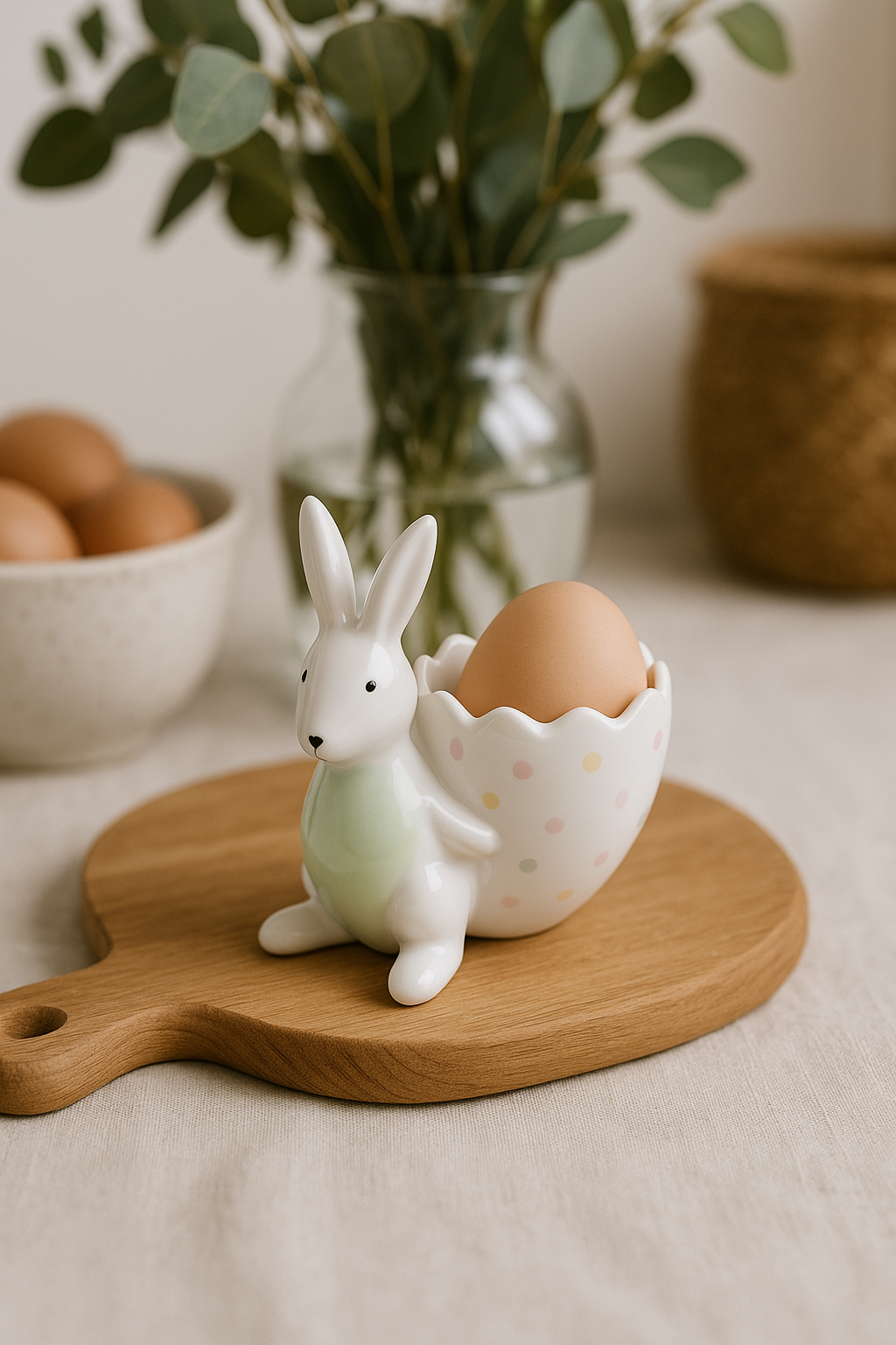 Ceramic Rabbit Egg Cup, 5.5cm x 8cm x 7.5cm