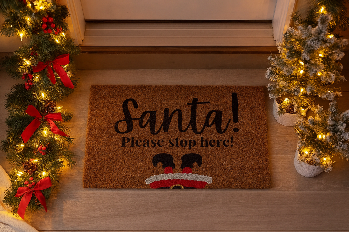 Santa Stop Here Heavy Duty Coir Doormat 60 x 40cm