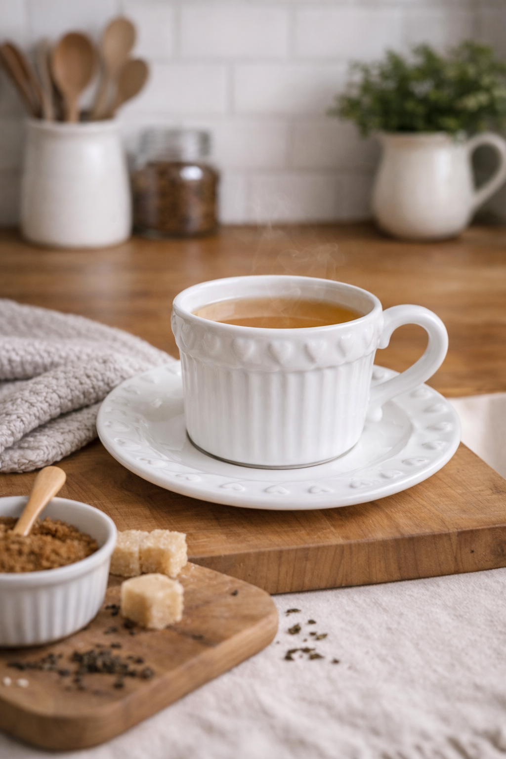 Heart Embossed Teapot & Teacup Set