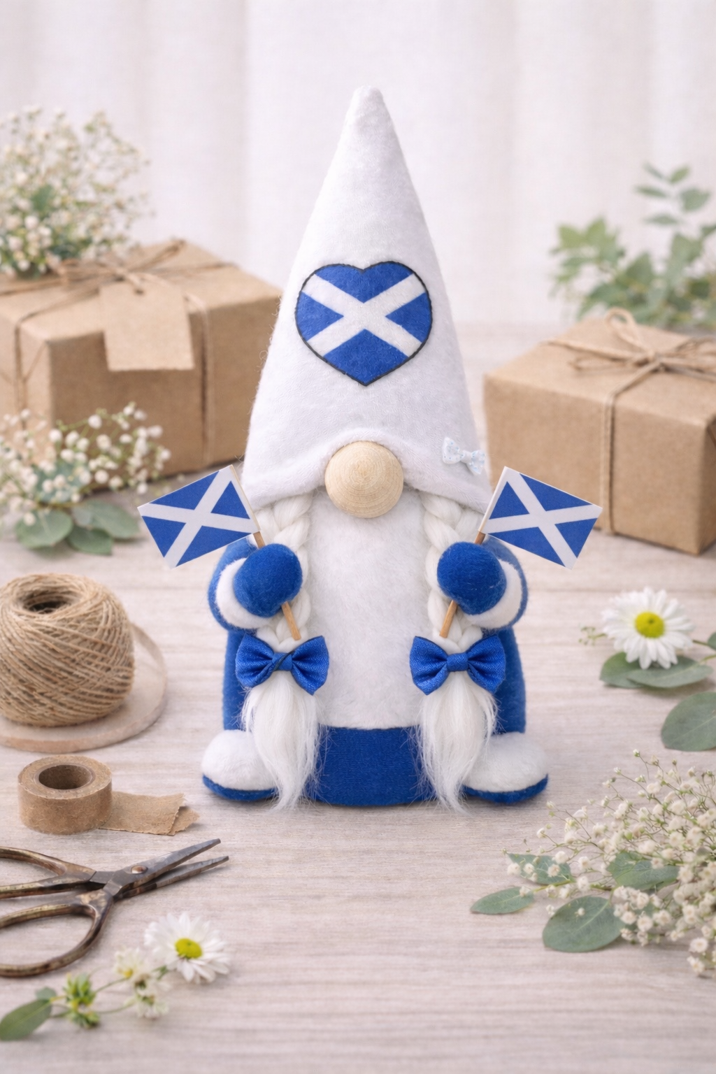 Scottish Saltire Gonks – Handmade Decorative Pair