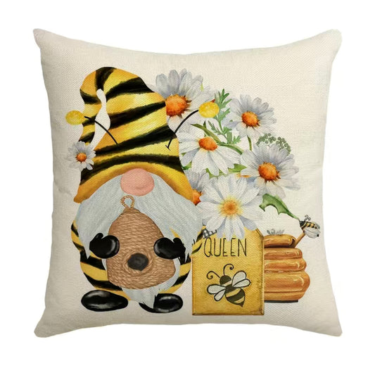 Bumble Bee Gnome linen Cushion Cover, Gonk, Nordic, Nordic Gnome, Swedish Tomte