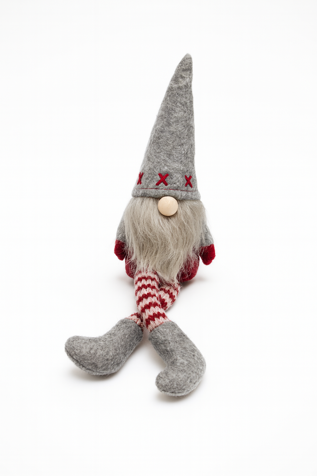 Mini Grey and Red Sitting Gonk 23cm, Nordic, Gnome, Swedish Tomte