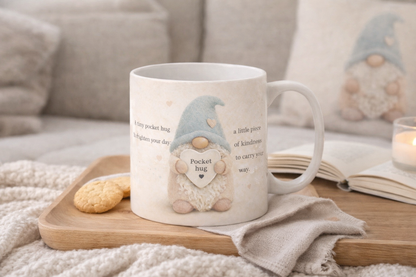 Pocket Hug Ceramic Mug – 11oz Kindness Gift | Cute Gonk Mug | Dishwasher & Microwave Safe