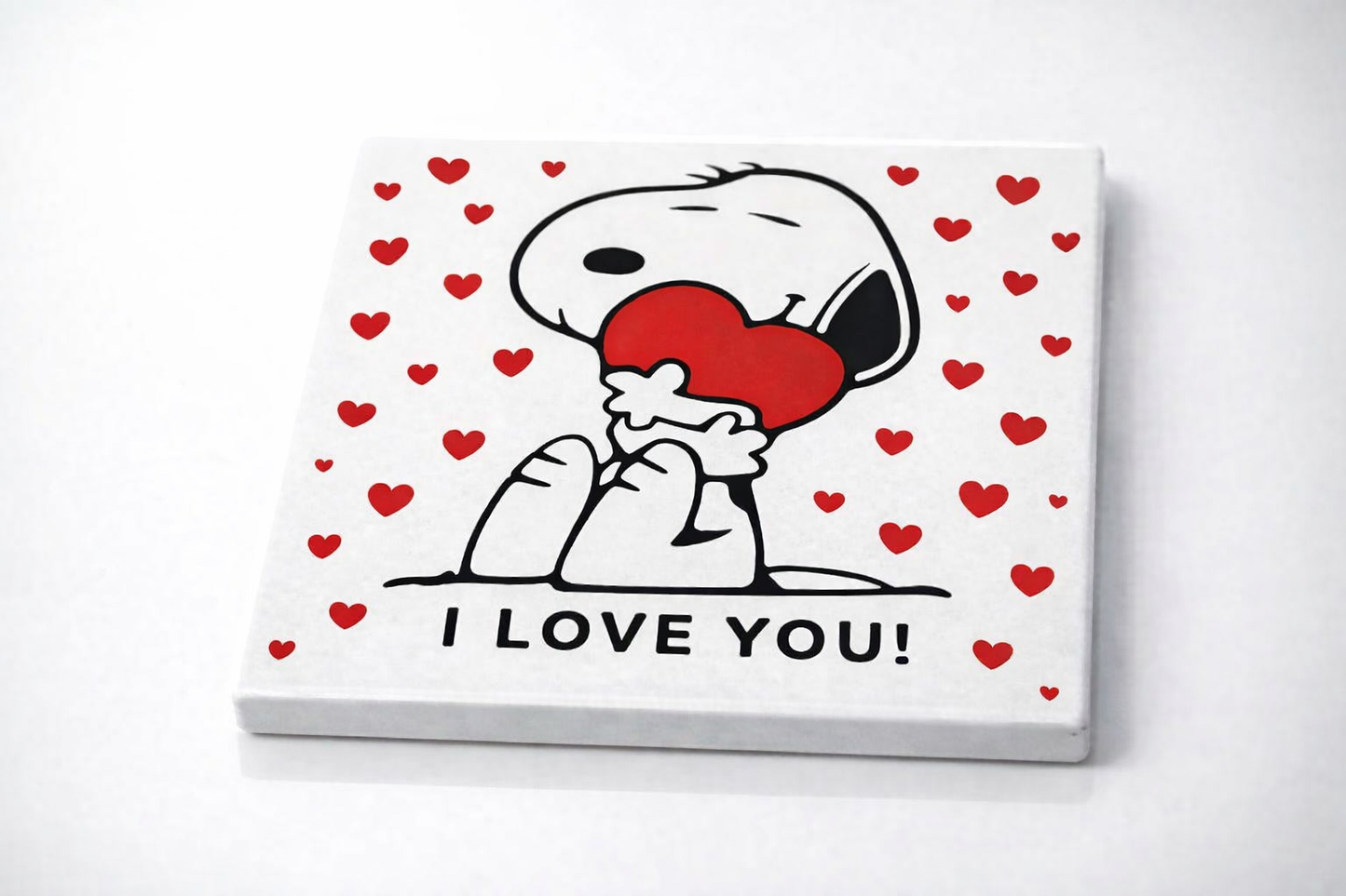 Handmade I Love You Snoopy Ceramic Coaster