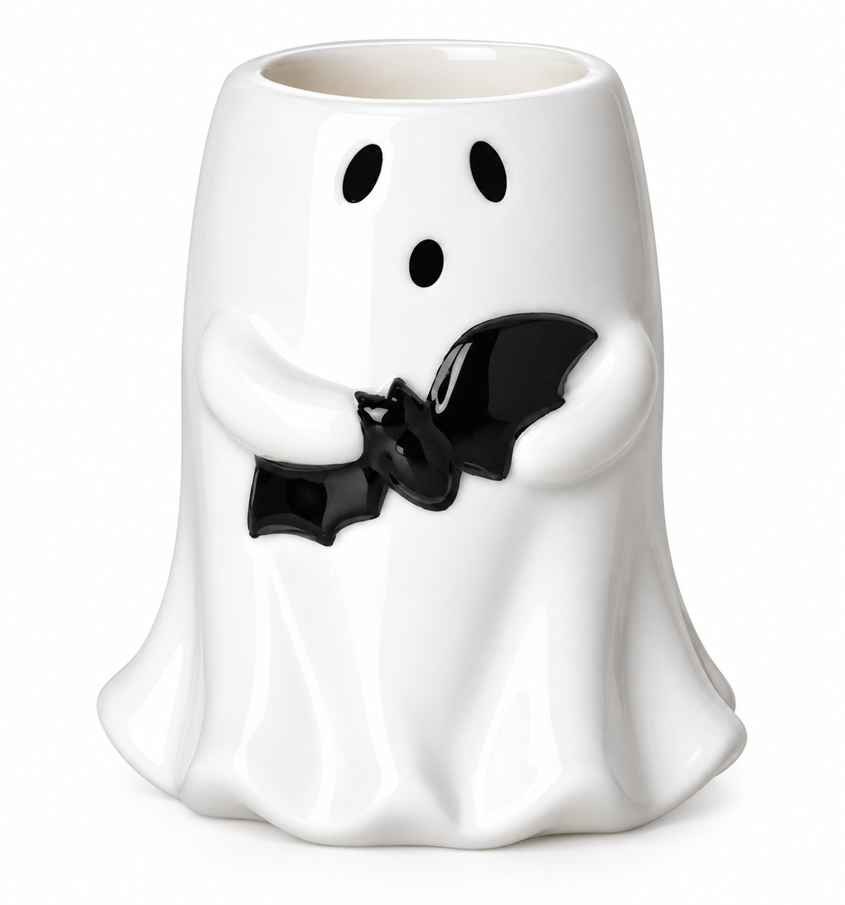 Ceramic Ghost & Bat Tealight Holder – Halloween Decoration