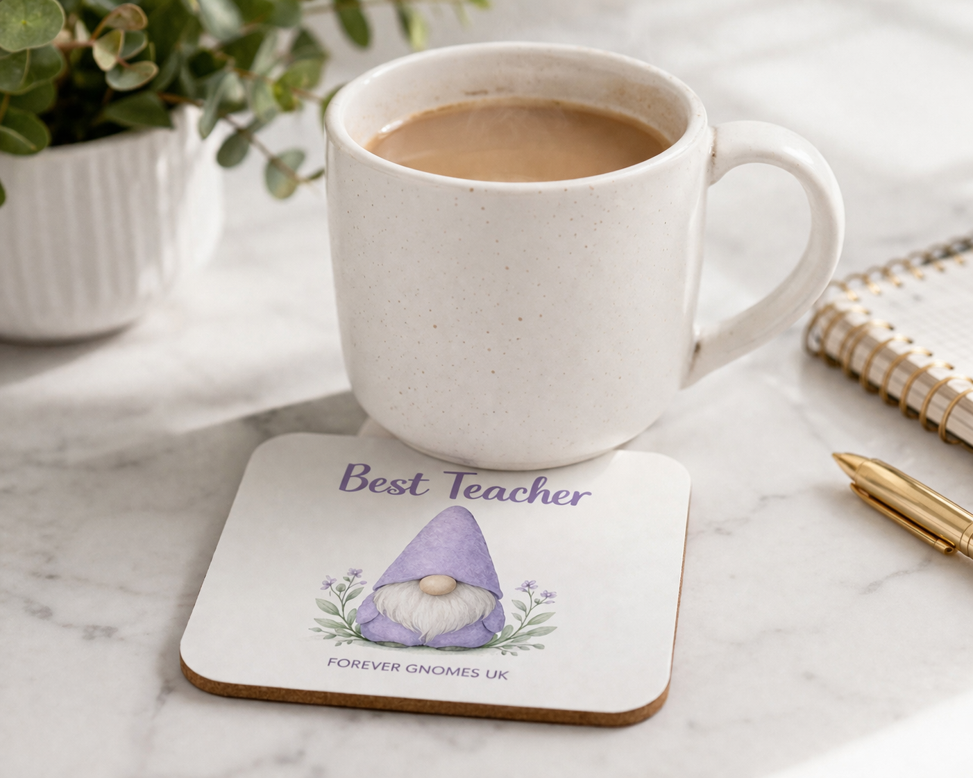 Best Teacher Ceramic Coaster – Forever Gnomes UK