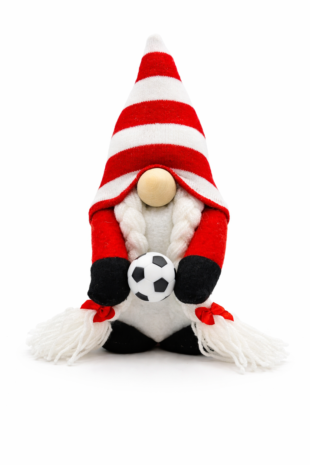Handmade Red and White Football Gonk with Platts, Nordic Gnome, Swedish Tomte