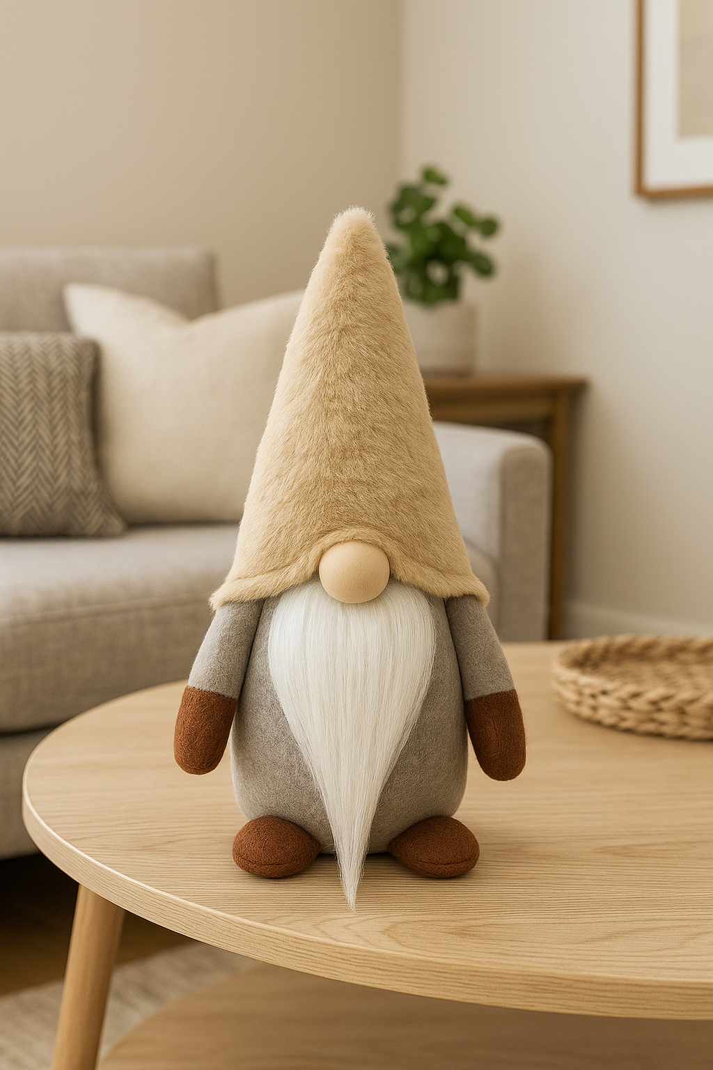 Rustic Gonk with super Soft Fur Hat, Nordic Gnome Swedish Tomte