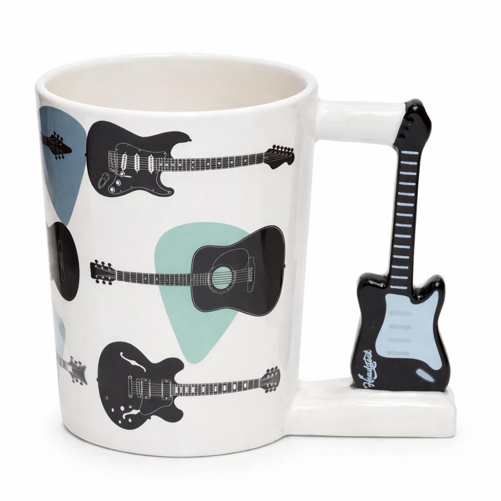 Headstock Ceramic Guitar Mug with guitar shaped Handle 400ml