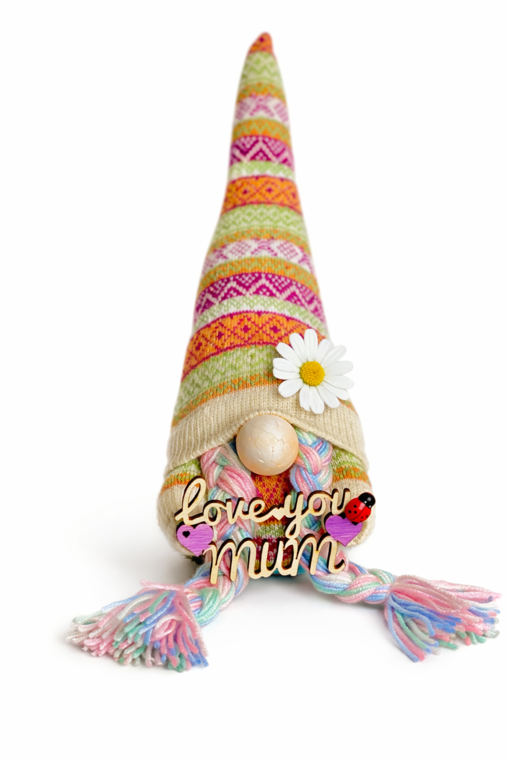 Handmade Love You Mum Nordic Gnome, Swedish Tomte, Gonk
