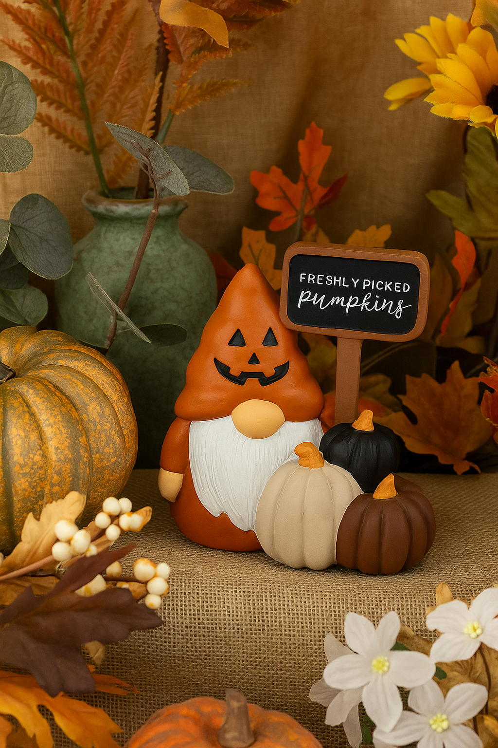 Mini Freshly Picked Pumpkin Ceramic Gonk, Nordic Gnome, Swedish Tomte