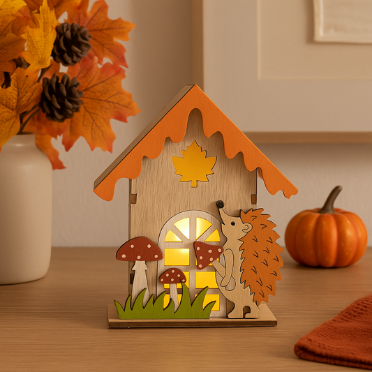 Wooden LED Hedgehog House,