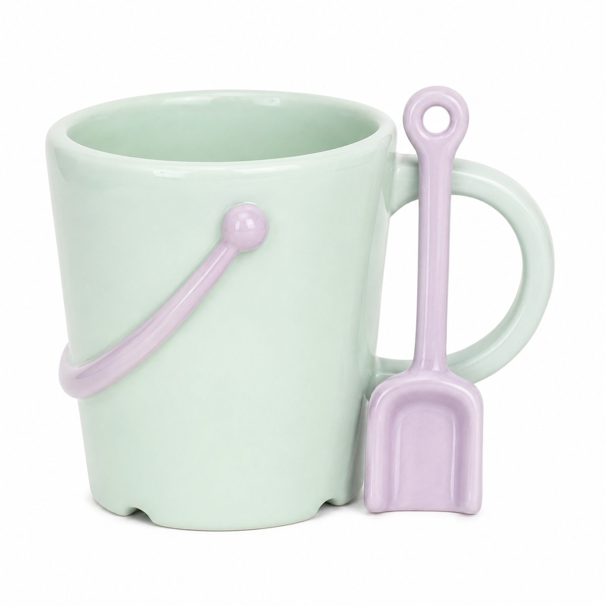 Pastel Bucket Mug with Ceramic Spade Spoon