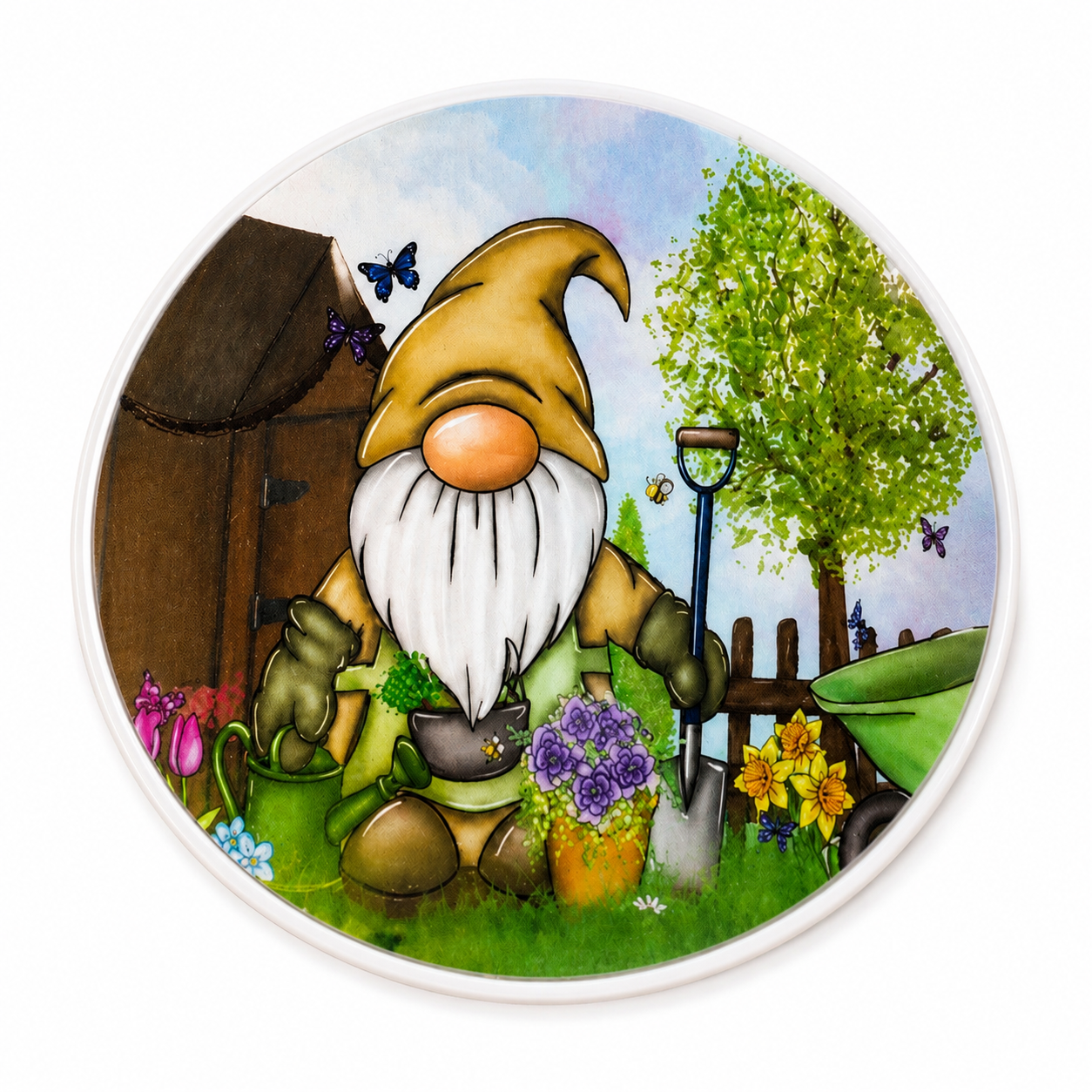 Forever Gnomes UK Gardening Gonk Ceramic Coaster | Garden Lover Gift | Spring Gnome Coaster | Floral Cork Backed Drink Mat