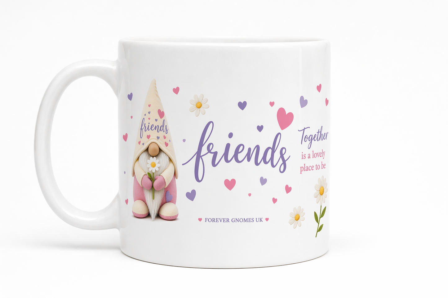 Friends Ceramic Mug – 11oz Friendship Gift – Cute Gonk Mug – Thoughtful Gift for Friends – Forever Gnomes UK