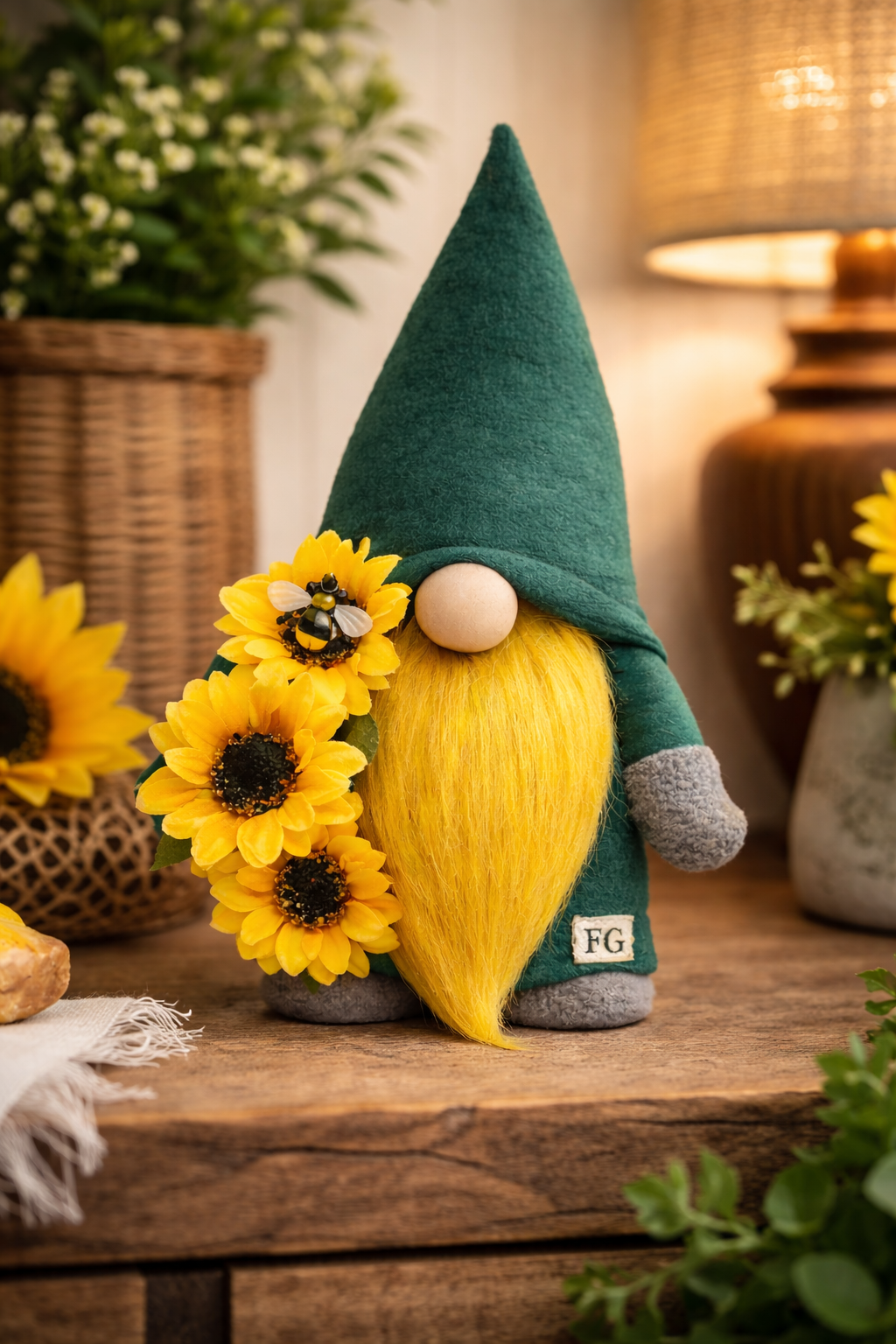 Handmade Sunflower Nordic Gnome, Gonk, Gnome, Swedish Tomte