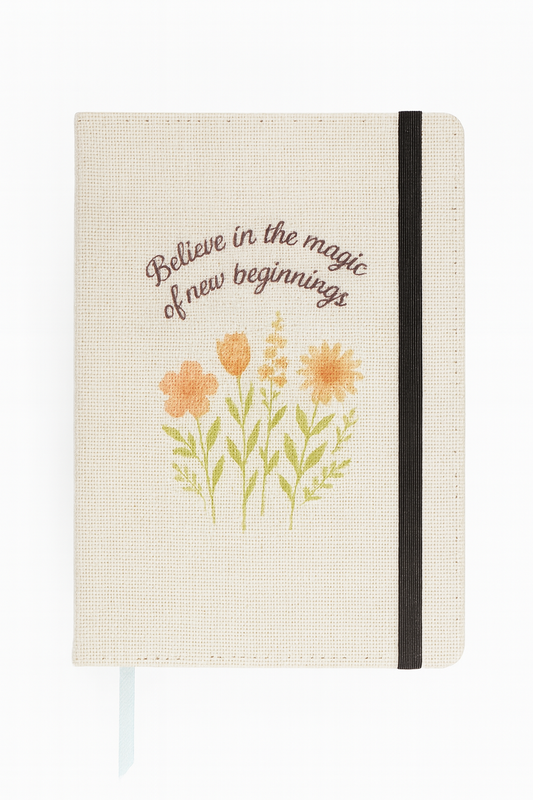 Believe in the Magic of New Beginnings A5 Linen Notebook