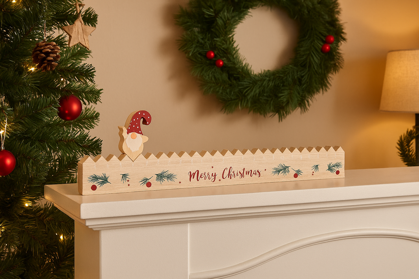 Wooden Santa Christmas Countdown Calendar 39.5cm